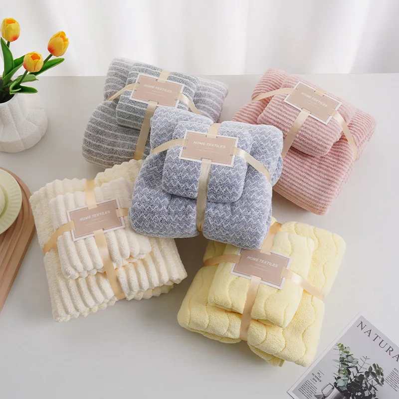 Coral Velvet Towel Bath Towel Set Thickened Absorbent Towel Cover Product Face Wash Towel