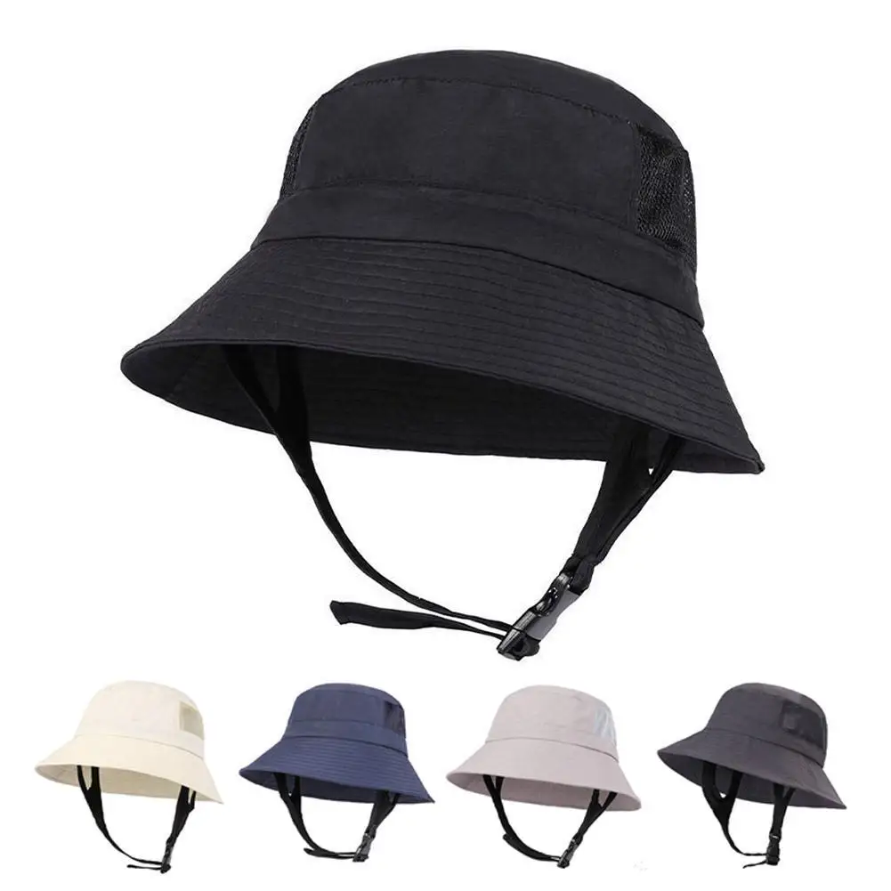 

1pcs Beach Surf Cap Mesh Breathable Sun Hat UPF50+ Summer Outdoor Fishing Cap Chin Adjustable Bucket Hat Water Sport Cap