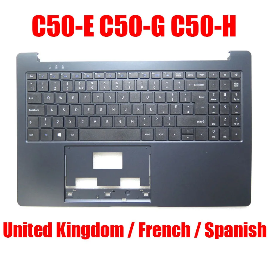 UK FR SP Laptop Palmrest For Dynabook For Satellite Pro C50-E C50-G C50-H Blue With French Spanish keyboard Upper Case