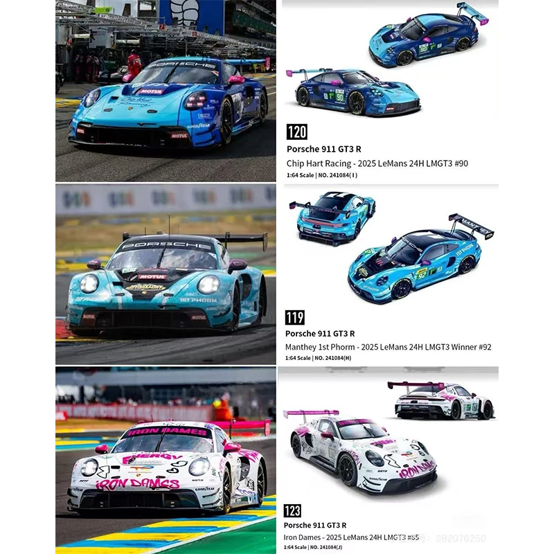 

Модель автомобиля Trends Hobby TH1:64 Porsche 911 GT3 R-2025LeMans 24H LMGT3 Championship Team Racing из сплава