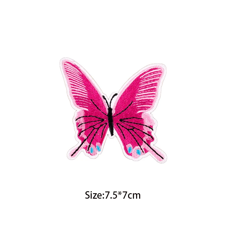 Cartoon Pink Butterfly Patches Embroidery Badges For Clothing DIY Sewing Clothes Stickers Accessory for Wedding Dress Patches