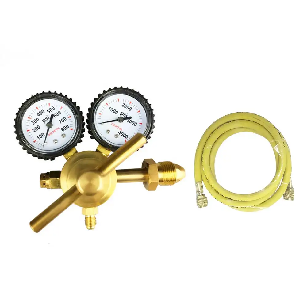 Picture 3: HVAC Nitrogen Regulator Tool 14 inch 0800 PSI Pressure Gauge with 78 7 inch Hose and CGA580 for System Testing