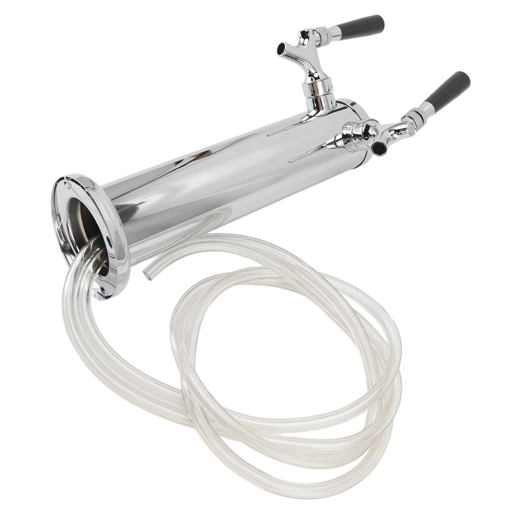 Stainless Steel Draft Beer Tower Dual Taps Beer Brewing Kegerator Tower Dispenser Kit for Kitchen Bar