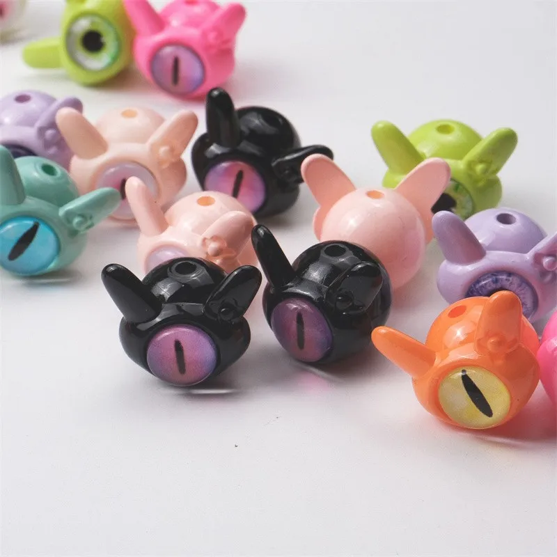 20Pcs Hole 3MM Cartoon One-Eyed Monster Beads For Jewelry Making Kids Hair Rope Phone Chain Keychain Pet Necklace DIY Decoration