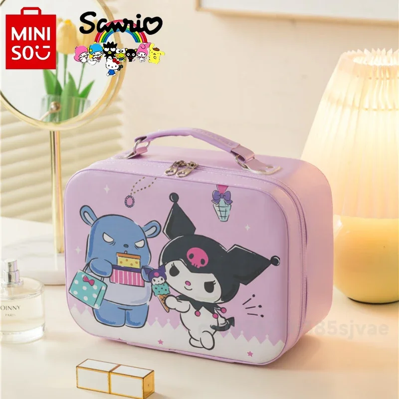 Miniso sanrio novo saco de maquiagem moda alta qualidade à prova dwaterproof água saco de armazenamento dos desenhos animados grande capacidade maquiagem artista saco de armazenamento