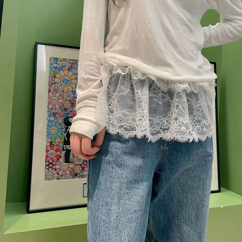 Cortina de peido com acabamento em renda da moda, mini saia muito versátil, acessórios de moda avançados, cortina de quadril, verão