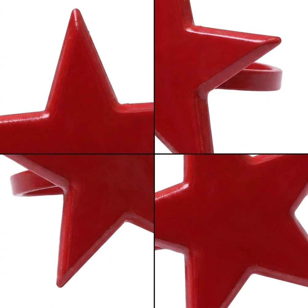 6 Piece Metal Napkin Rings Star Shape Gloss Plated Iron Napkin Holders for Table Setting Silver Navy Red Colors