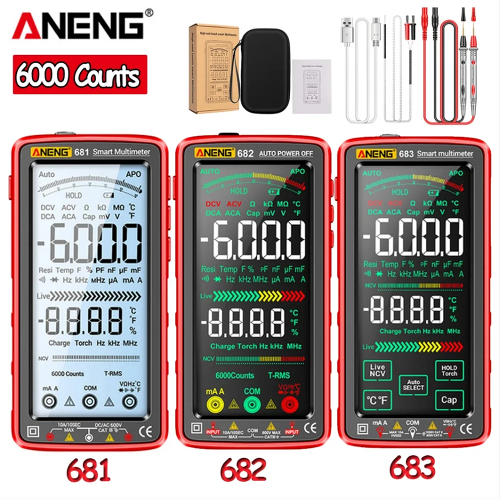 

ANENG 681/682/683 Pro 6000 Count Rechargable Digital Multimeter Non-contact Voltage Tester Current Meter Electric Measuring Tool