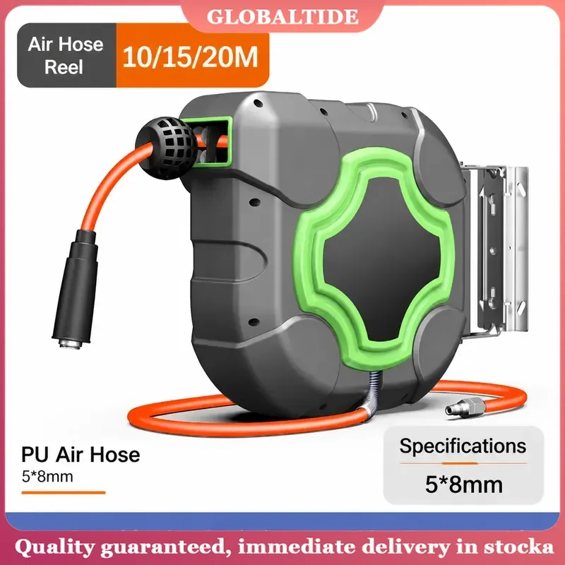10 15 20M Automatic Retractable Air Hose Reel Wall Mount Telescopic Drum for Car Wash Shop Garden Cleaning Machine