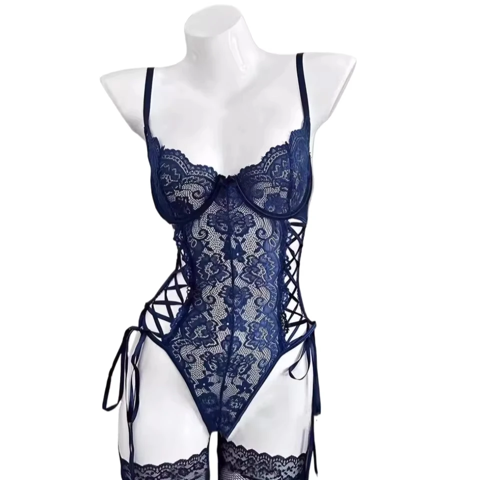 

Western Sexy Lace Strap Criss Cross Bodysuit For Women Female Hot Caliente Lingerie Underwear Seductive Apparel Erotic Bodysuit