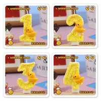 3D Mini Yellow Ducks Theme  Candles Cake Decorating 0-9 Number Candles Cake Topper Birthday Party Cake Decoration