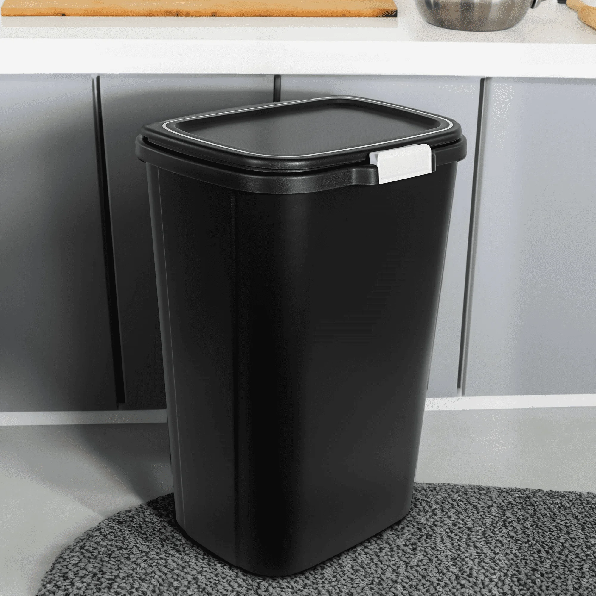 13 Gal Odor Block Touch Top Kitchen Durable Trash Can, 4 Pack, Black Suitable for effective waste disposal in any area