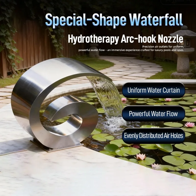Stainless Steel G Shape Spa Nozzle, Vortex Water Curtain Jet For Pool Garden Fountain Outdoor Water Feature Decor Accessories