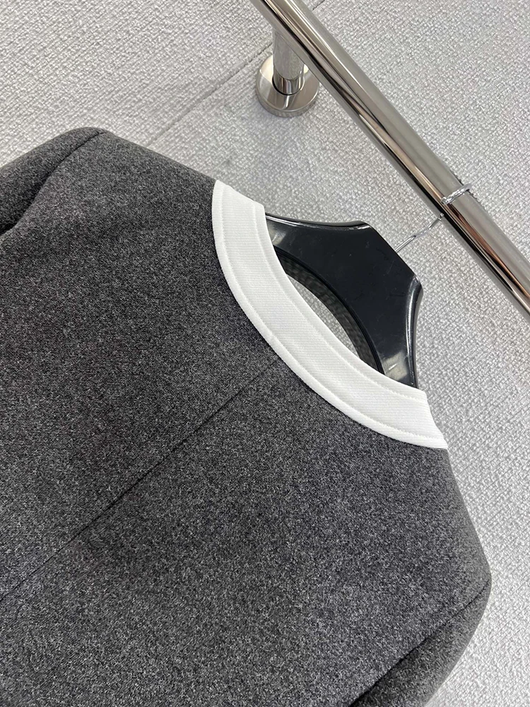 SVORYXIU 2025 الخريف نمط غير رسمي المرقعة جاكيتات معطف المرأة موضة س الرقبة الذاتي زراعة معطف سترة دافئة #5