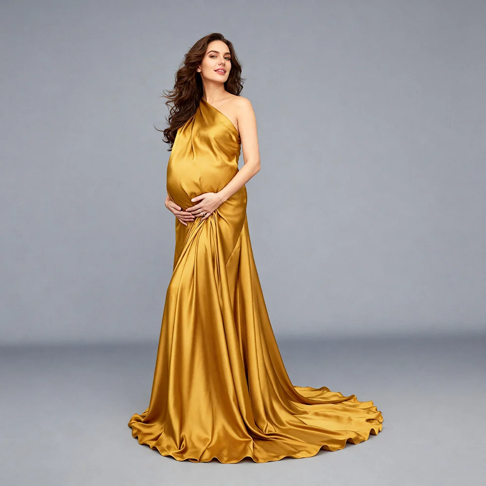 Elegant One Shoulder Maternity Photoshoot Dress Comfortable Elegant Pregnancy Photography Gown Pregnancy Shooting Dress