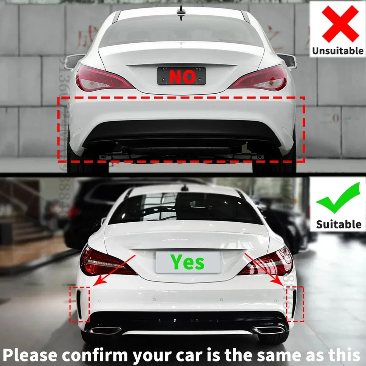 FOR MERCEDES CLA' W117 C117 CLA45 AMG STYLE REAR DIFFUSER QUAD EXHAUST TAILPIPES