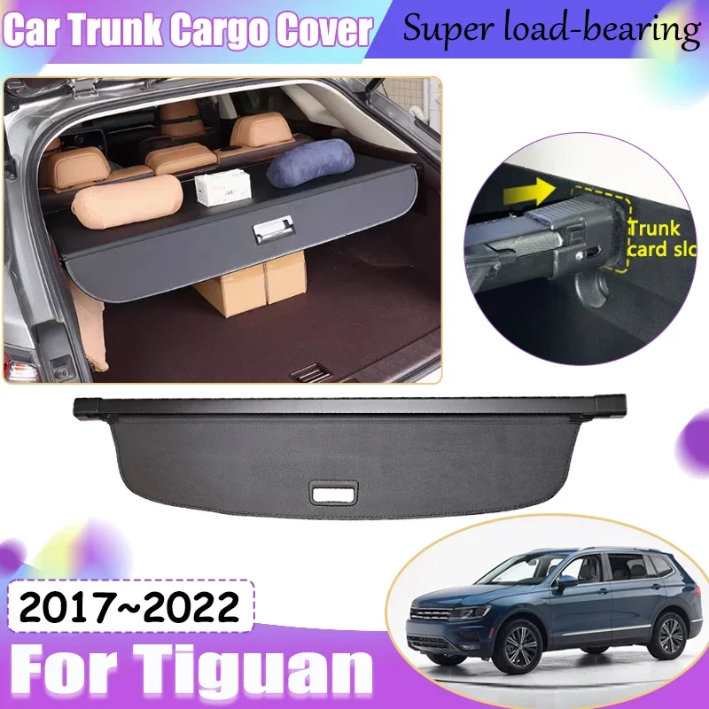 Trunk Cargo Cover For Volkswagen VW Tiguan L AD BW 2017~2022 2018 2029 2020 Auto Parts Trunk Curtain Interior Covers Accessories