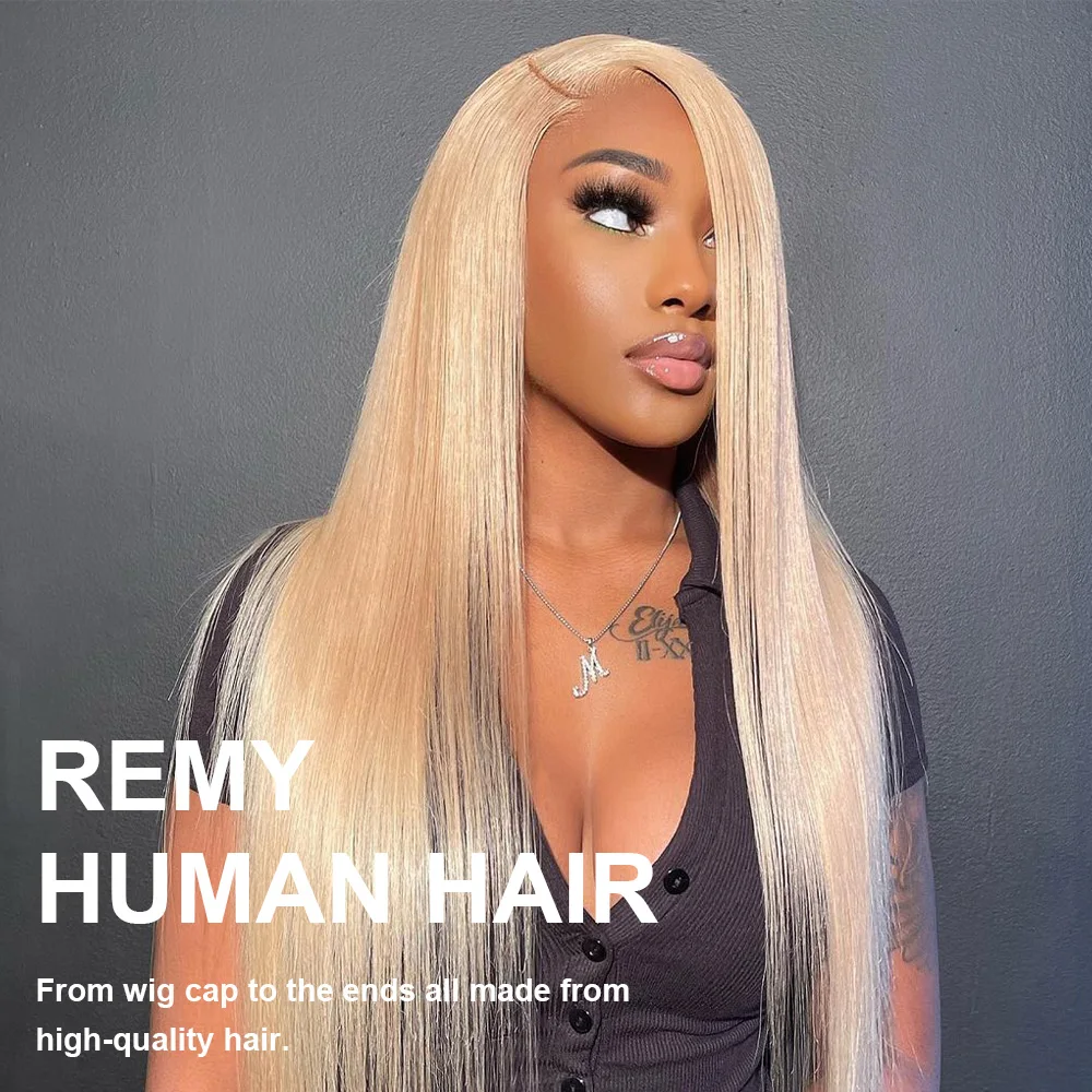 شرارة 613 شقراء 13X4 الدانتيل الشفاف الجبهة شعر طبيعي مفرود باروكة استبدال الشعر المستعار الاستخدام اليومي للنساء أزياء الهالوين