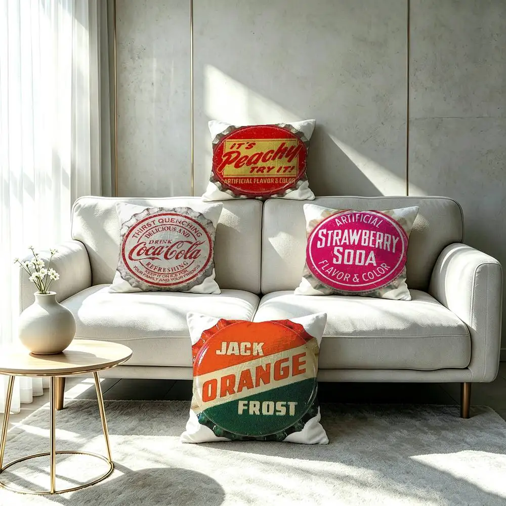 Soda Bottle Caps Double-sided printed pillow cover Solid color minimalist pillowcase, fits all bedroom styles