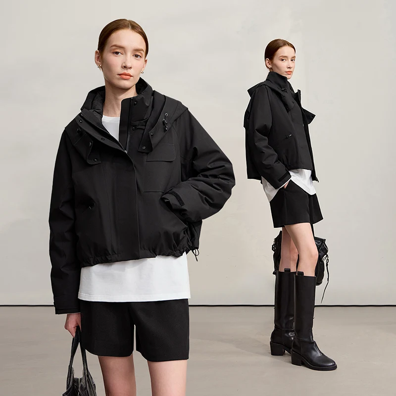 AMII Piumini con cappuccio Donna 2025 Inverno Nuovo Allentato Casual Piumino corto Impermeabile Abiti versatili per le signore 12524029