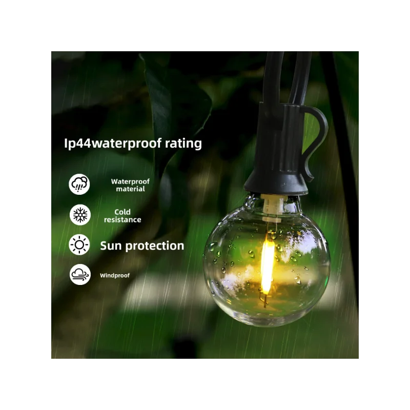 

Светодиодная солнечная лампа G40, декоративный светильник для кемпинга, атмосфера, винтажная лампочка, вольфрамовая гирлянда, уличная, водонепроницаемая