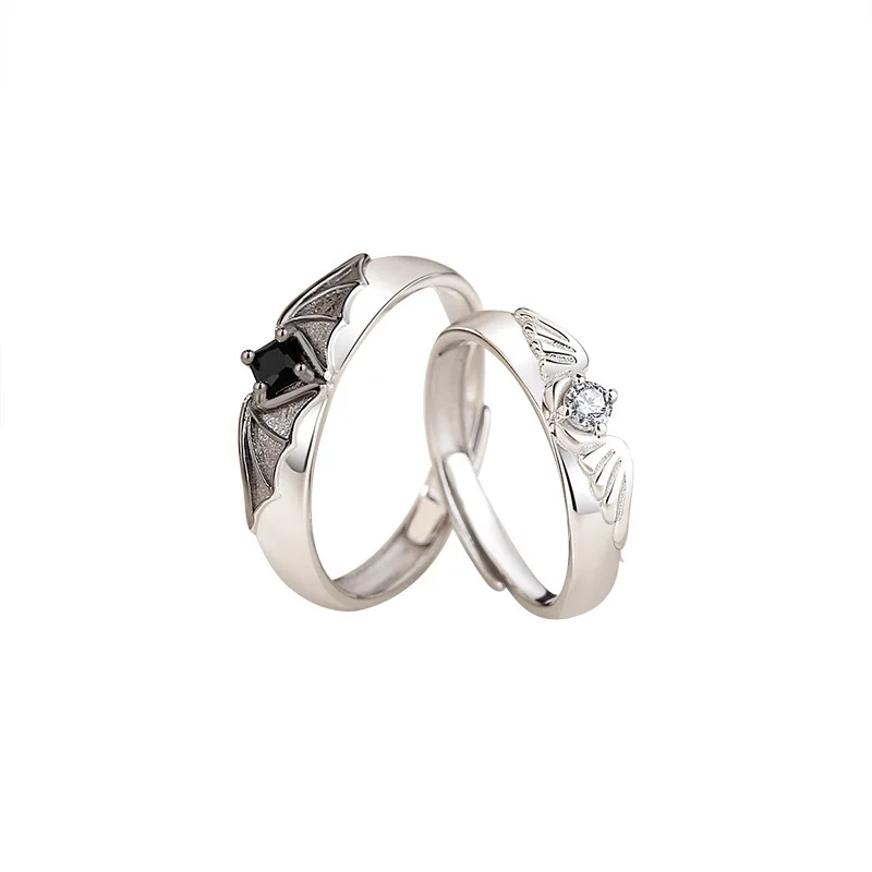 Neue Romantische Engel Dämon Flügel Paar Ringe Mode Design Persönlichkeit Flügel Einstellbare Ring für Frauen Männer Liebhaber Schmuck Geschenk – Detail 7