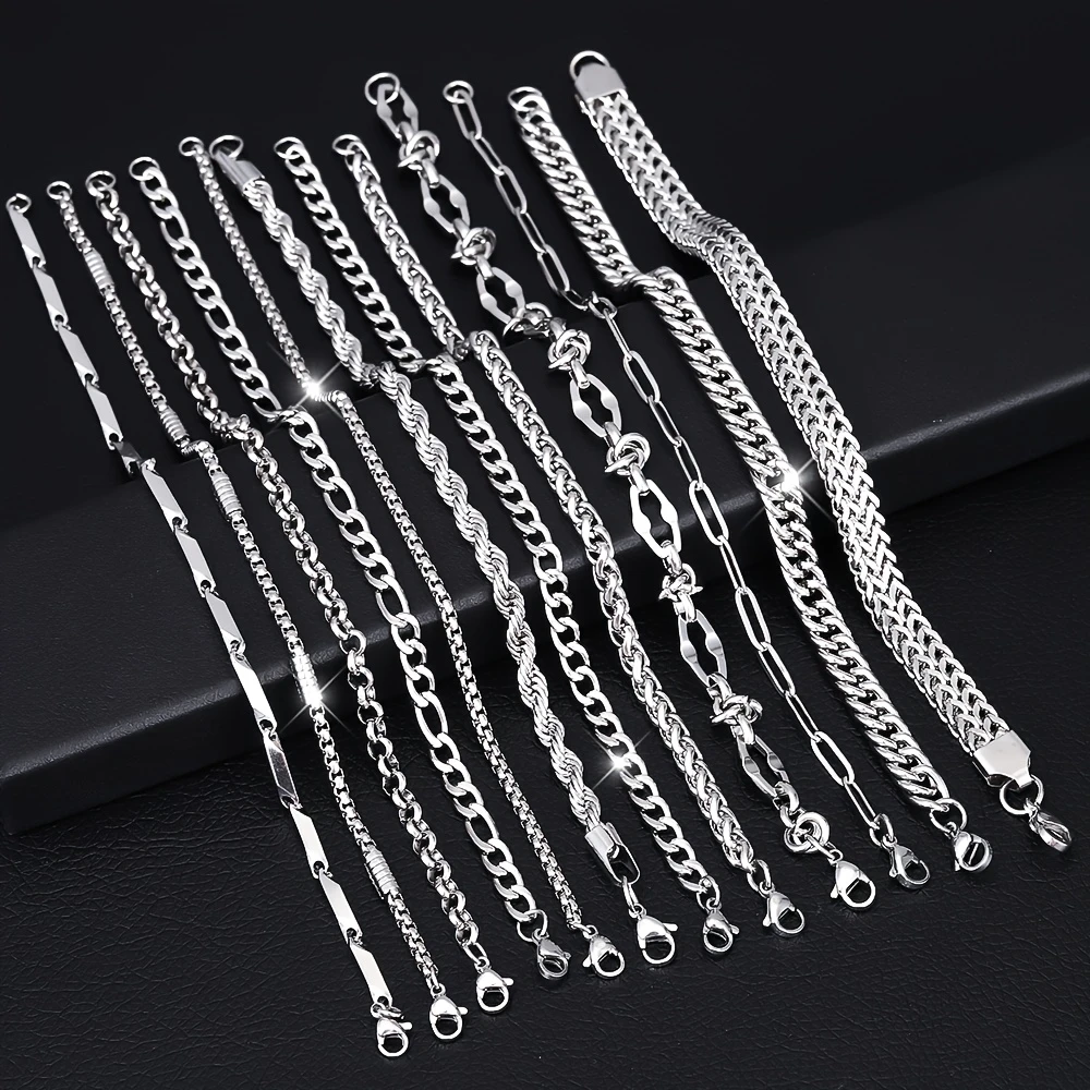 10Pcs Stainless Steel Men's Bracelets - Women's Bracelets - Unisex Style Jewelry, Simple and Stylish Men's Bracelet Set, Perfect Choice for Back-To-School Season, Christmas, and Birthday Gifts