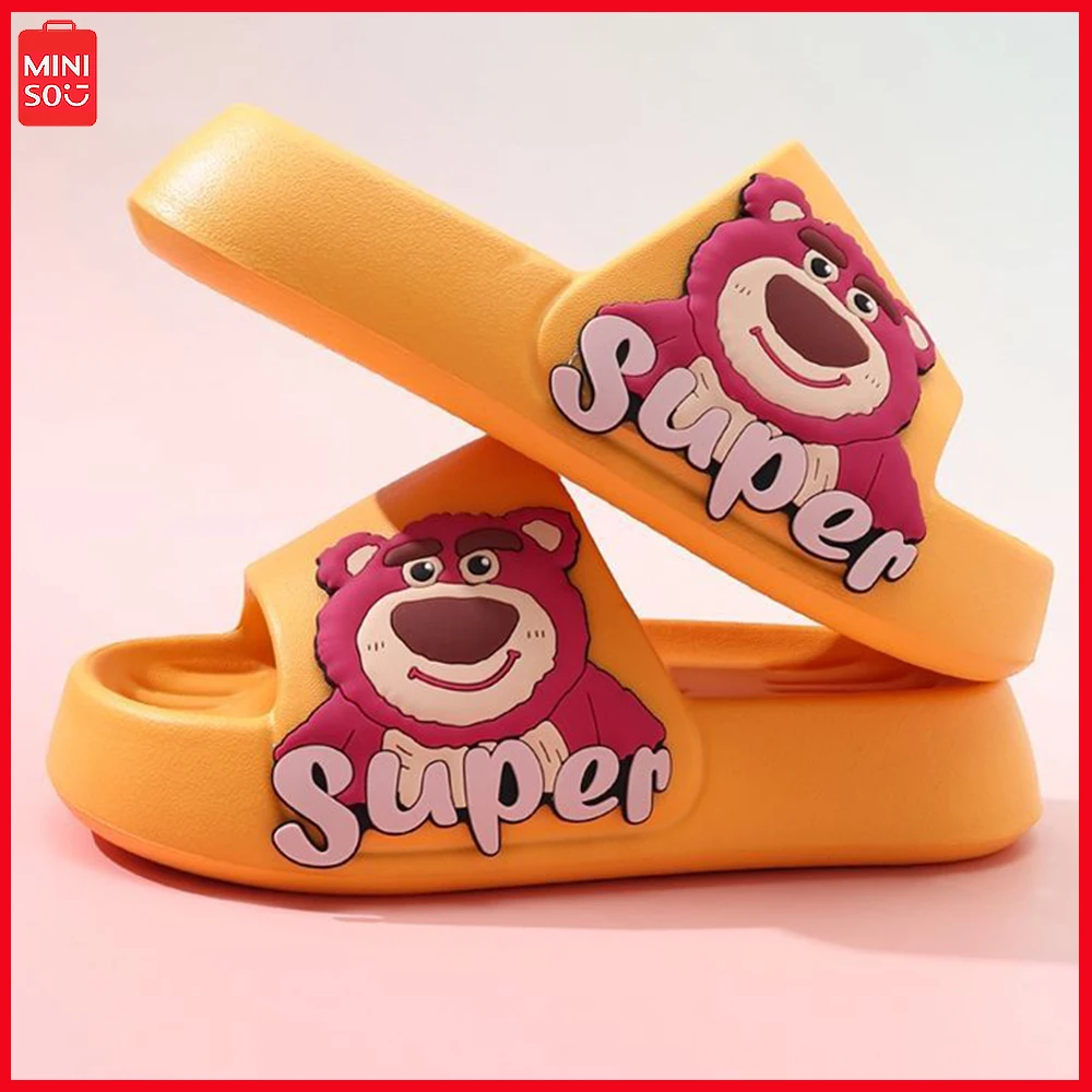 Miniso Lotso New Slippers Summer Students Soft Sole Non Slip Indoor Living Home Soft Comfortable Kawaii Girls Slipper Birthday