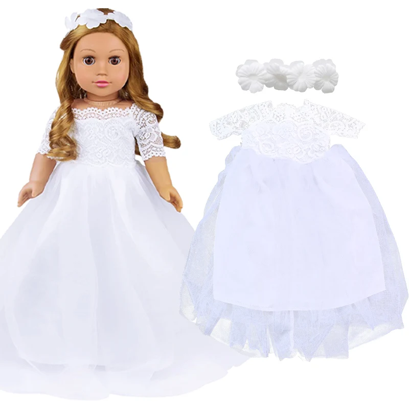 18 Polegada/45cm boneca vestido de casamento branco com corolla e terno preto boneca vestido de renda renascimento boneca nascido roupas de bebê presente da menina