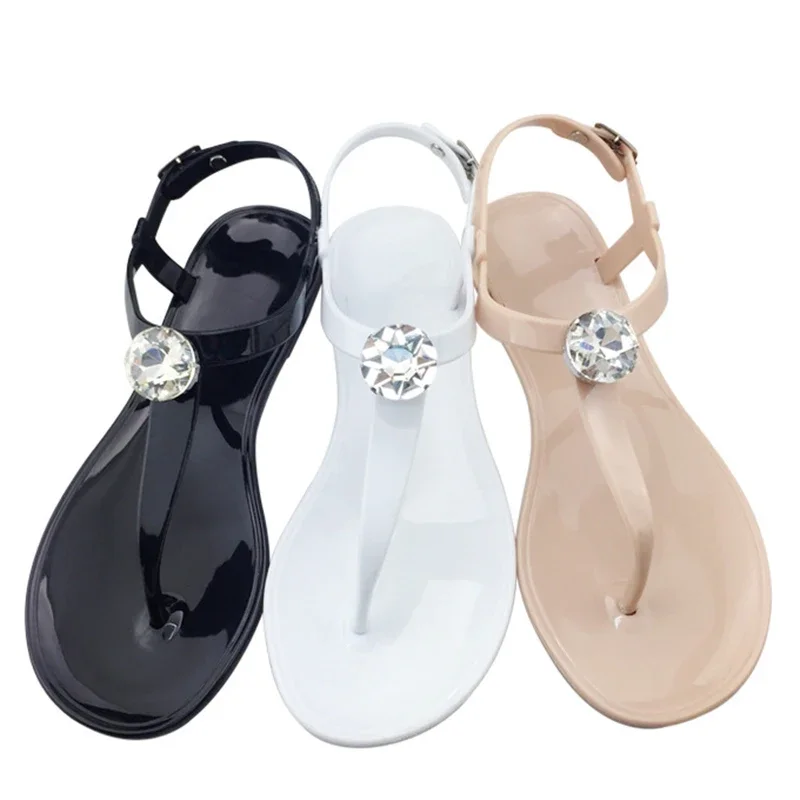 Comemore Clear Shoes Ladies Jelly Shoes Beach Vacation Sandals 2024 New Simple Trendy Flat Shoe Women Flip Flops Chaussure Femme