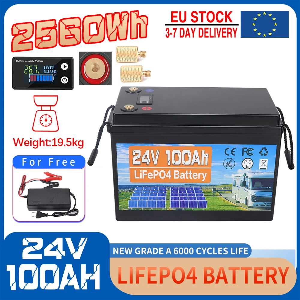 12V 24V 48V 100AH 200AH 350AH LiFePO4 Batterie 51.2V Lithium-Eisenphosphat-Solarbatterie 6000+ Zyklen Lebensdauer 16S 100A BMS RS485 CAN für Solarsysteme, Wohnmobile, Off-Grid-Camping EU PL