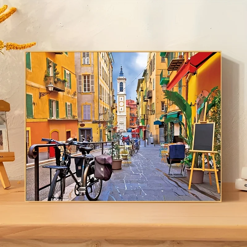 مجموعة ألغاز صغيرة للبالغين مكونة من 1000 قطعة - مشهد شارع ملون بتنسيق كبير (26.4 × 18.9 بوصة) فكرة هدية فريدة من نوعها لديكور المنزل #5