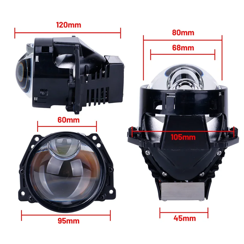 

Bi LED Projector Lens with High-Quality LED Chip for Car Headlights Retrofitting, Universal Fit Hi Lo Beam 12V 40W 6500K 10000LM