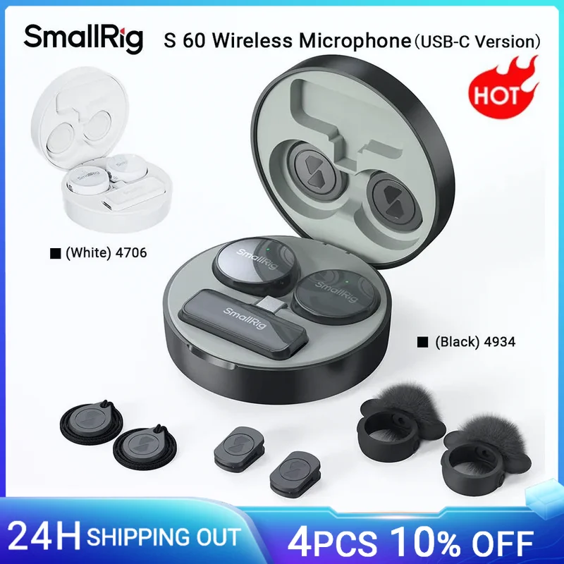 

SmallRig S 60 Wireless Lavalier Microphone w USB C for iPhone for Android Noise Reduction Clip On Lapel Mic for Video Recording