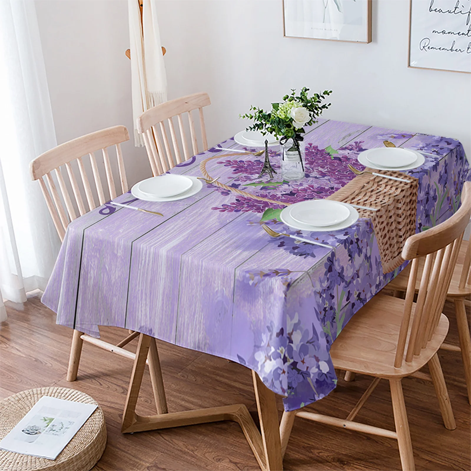 

Lavender Flower Basket Tablecloth Waterproof Dining Table Party Rectangular Round Tablecloth Home Textile Kitchen Decoration