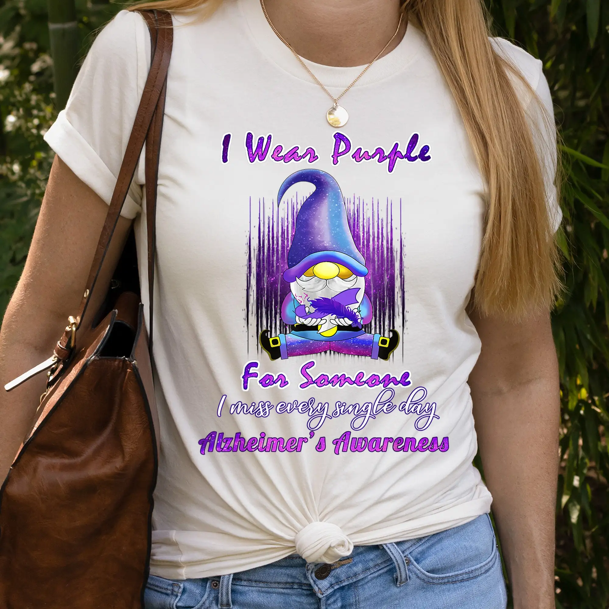 I Wear Purple For My Mom T Shirt Alzheimer'S Support Awareness Memory Loss Dementia Ribbon