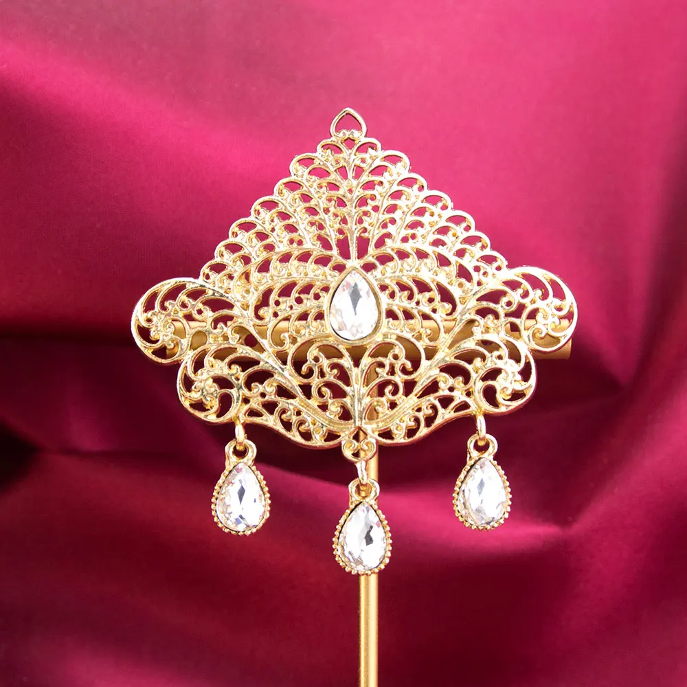 New Gold Color Morocco Caftan Brooch Pins Hollow Arabesque Middle Easterners Traditional Jewelry