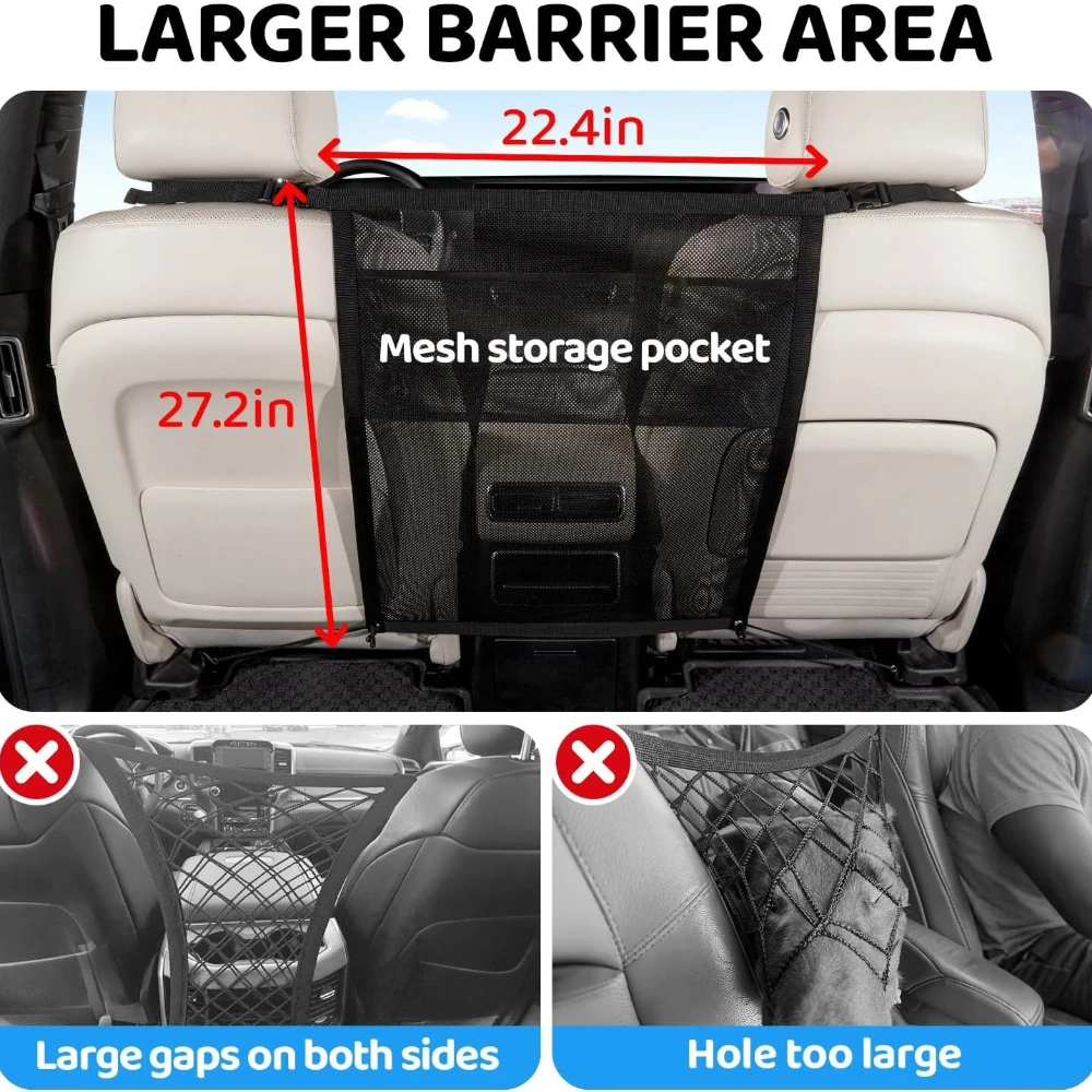 Red de seguridad para coche con malla lavable y borde elástico - imagen 4