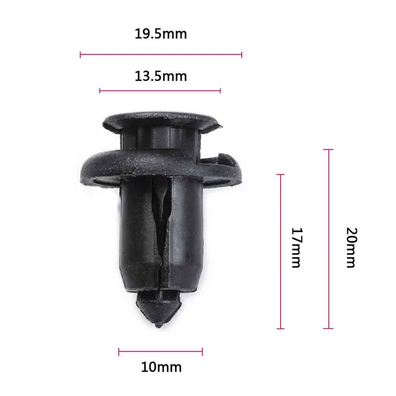 50pcs Plastic Rivet Black Automobile Rivet Car Clip Screw Car Body Push Fasteners Clip Trim Bumper Fender For Universal Vehicles