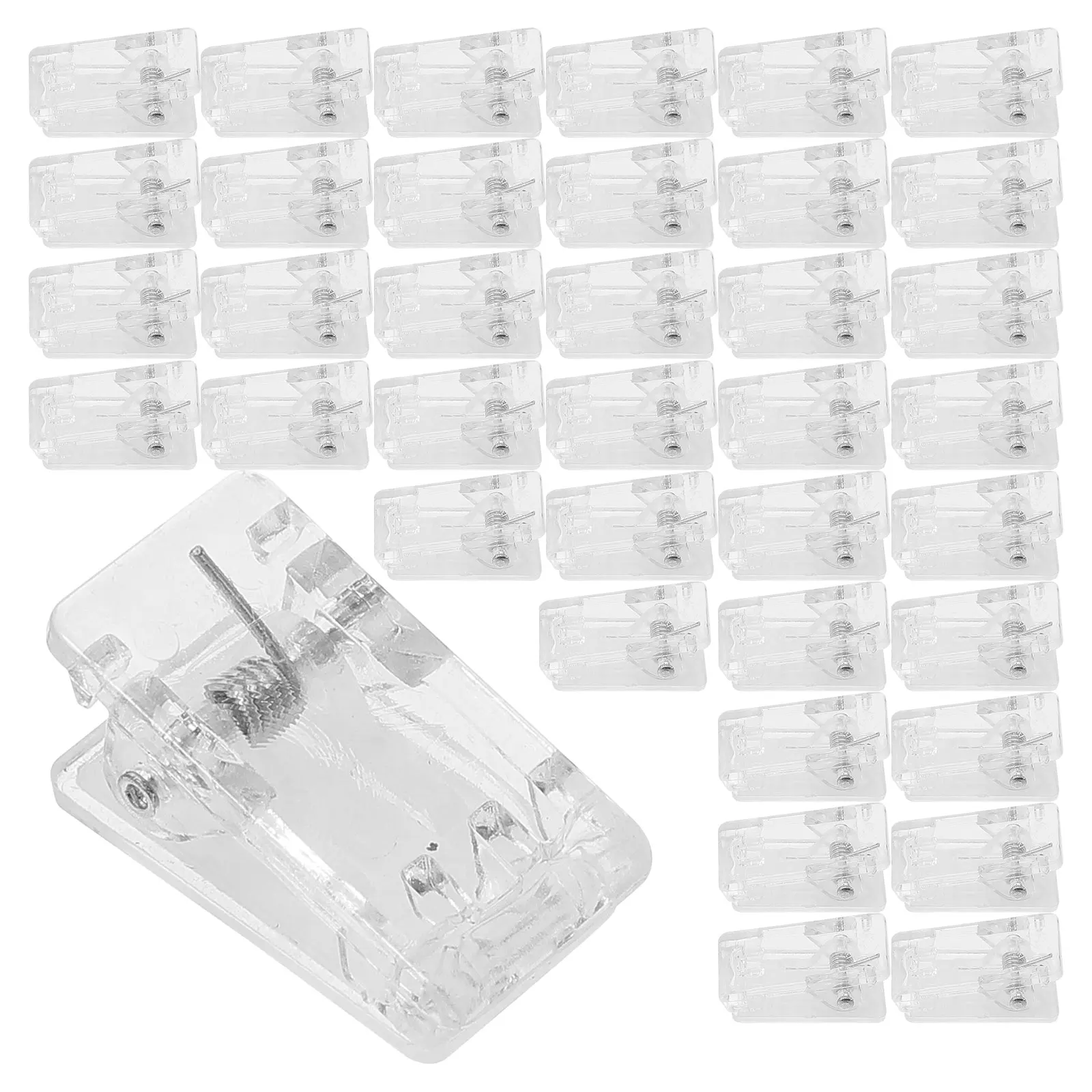 50 Pcs Self-adhesive Small Clip Wall Decoration Clips Spring Clamp Art for Hanging Mini Abs Clear Badge