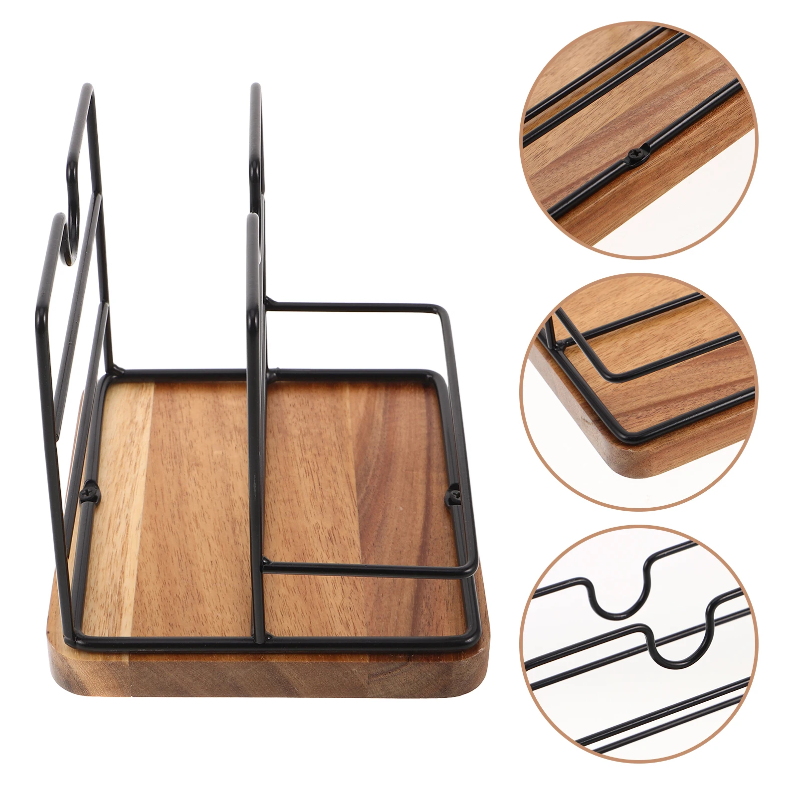 

Retro Paper Towel Holder Metal and Wood Napkin Holder Standing Napkin Dispenser for Dining Table Farmhouse Kitchen Spice Rack