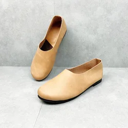 Ballerine da donna in vera pelle naturale suola morbida scarpe Oxford Slip On punta tonda scarpe da donna comode retrò 2023