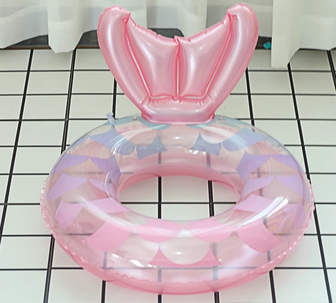 Rosa aufblasbarer Pool Float für Kinder Grils Schwimm ring mit Meerjungfrau Schwanz Schwimm rohr Spielzeug Lounge Float ies Schwimmbad (56x51cm)