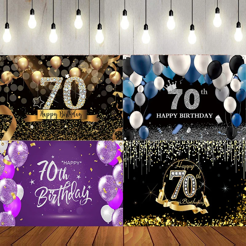 Happy 70th Birthday Party Supplies Banner Photography Backdrop 70 Years Old Birthday Decorations Background Banner Photo