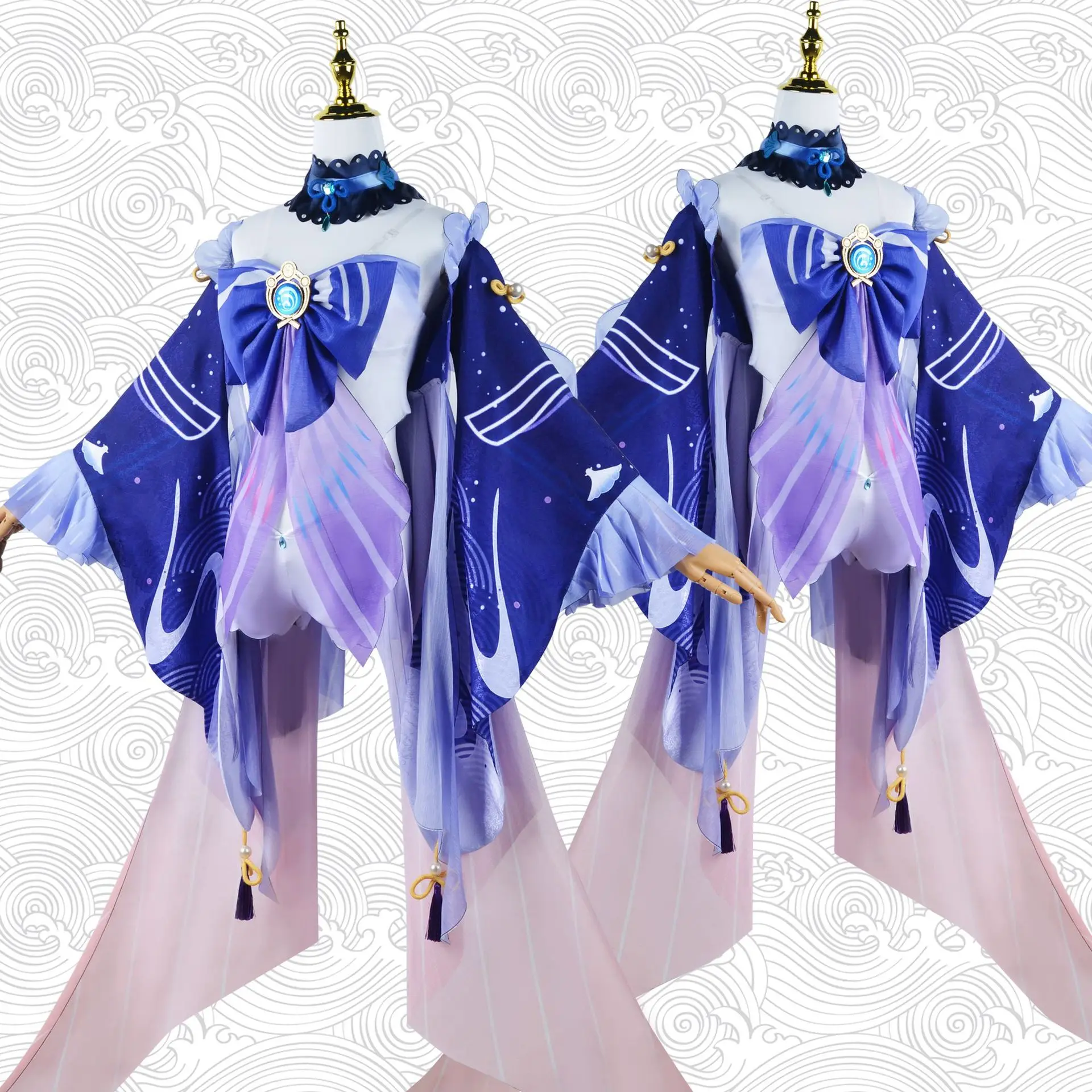 Anime Genshin Impact Sangonomiya Kokomi Costume Cosplay Watatsumi Island Inazuma parrucca collana vestito uomo donna Sexy abito Kawaii