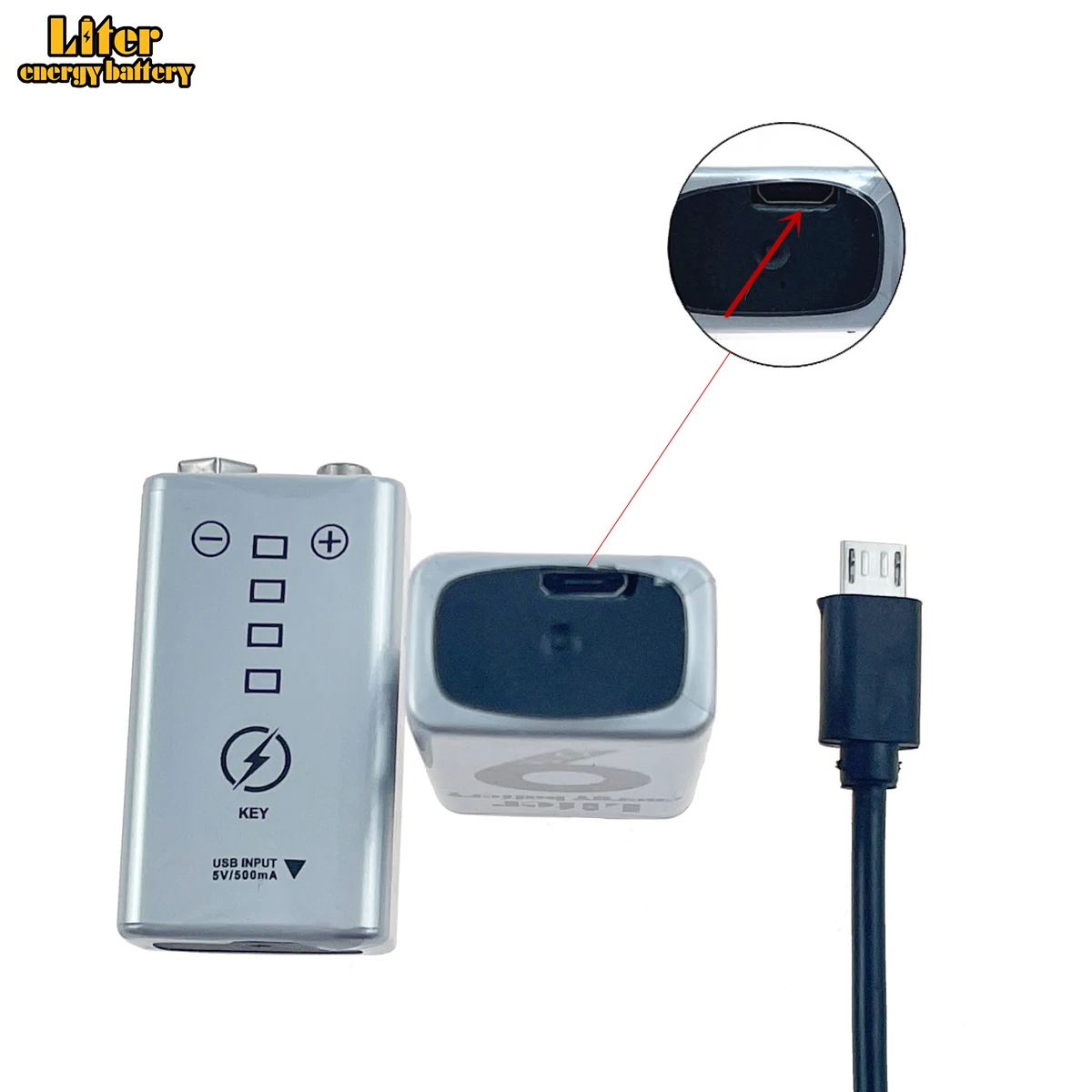 9V 6F22 Micro USB 1500MAh Pin Sạc Lithium Ion Cho Báo Khói Không Dây Micro Guitar EQ Liên Lạc Nội Bộ Đồng Hồ Đo Vạn Năng