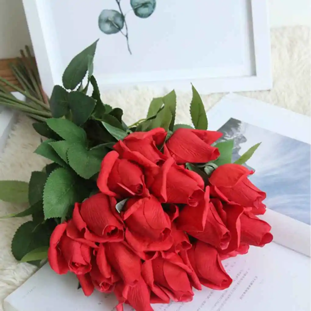 Cloth Rose Bud Artificial Flowers Hotel Wedding Office Garden Decoration Simulation Fake Flowers