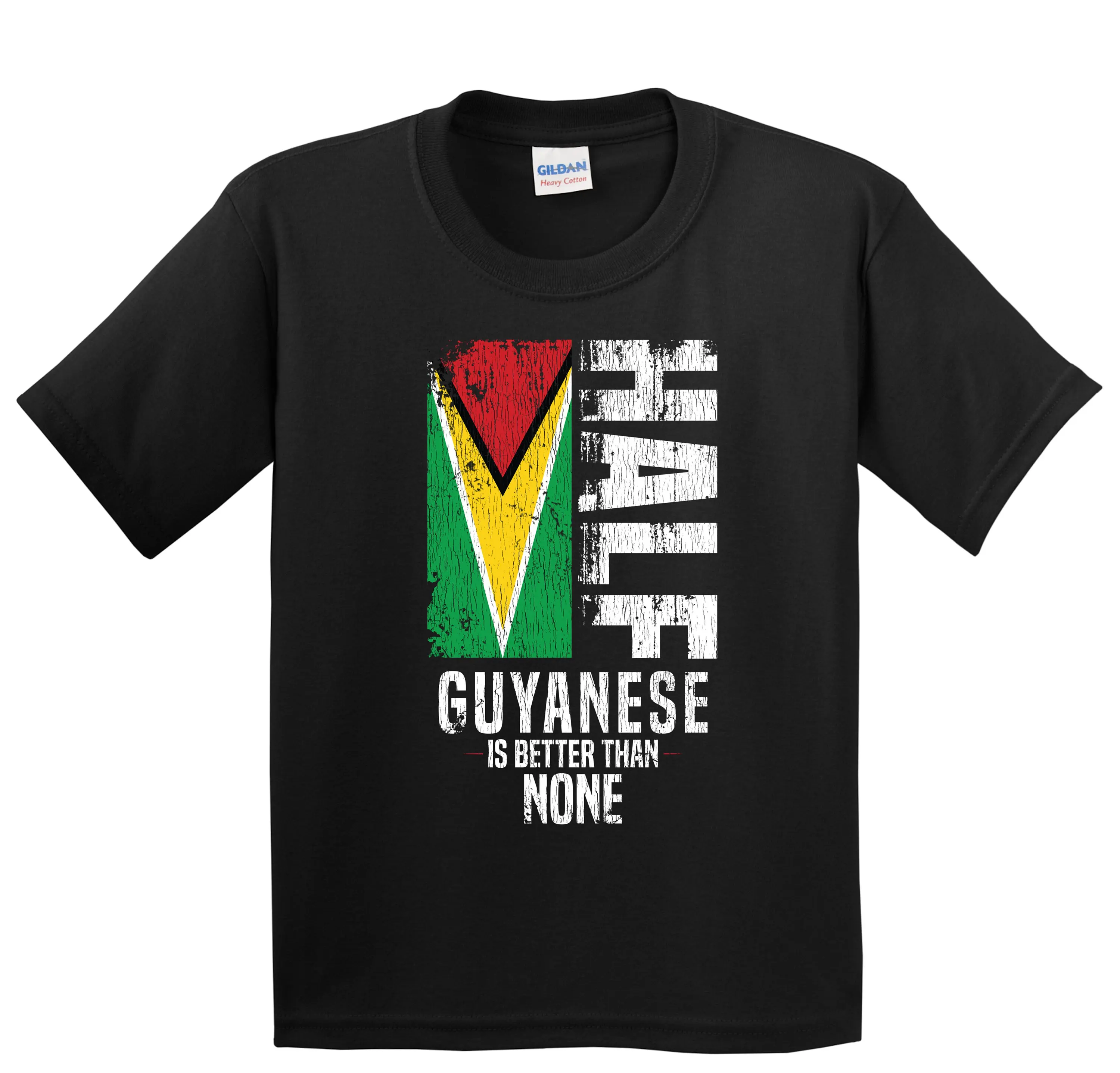 Camiseta guyanesa para niños, camiseta con bandera divertida, la mitad es mejor que ninguna