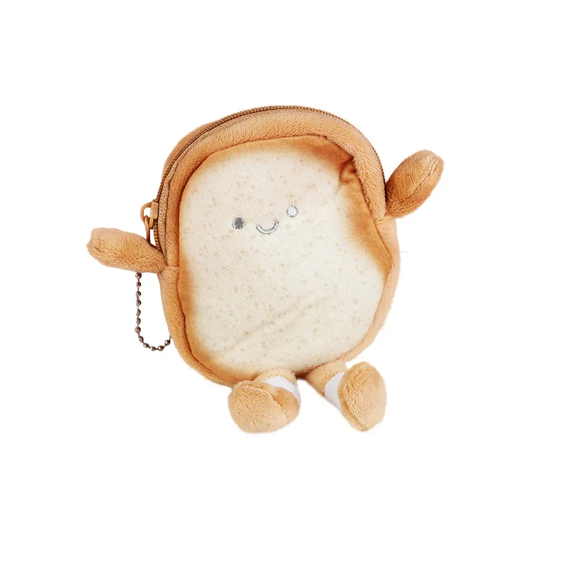 Creative Cartoon Toast Plush Children's Coin Purse Cute Doll Card Bag Girl Bag Decoration Pendant Kids Fun Holiday Birthday Gift