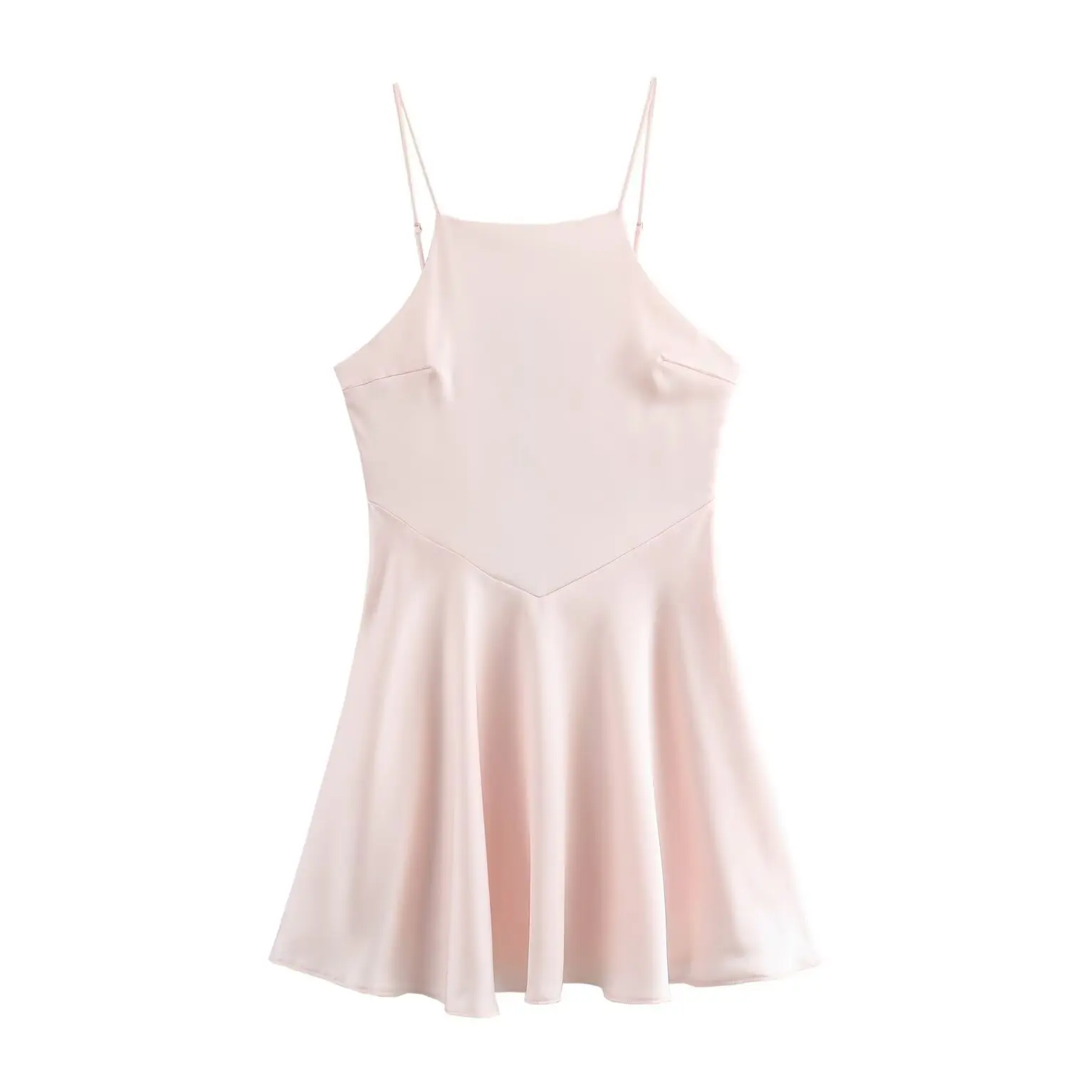 

Vintage Chic Casual Sweet Women Cami Dress Light Pink Sleeveless A-Line Mini Vestidos New Fashion 2024 Summer Beach Dress